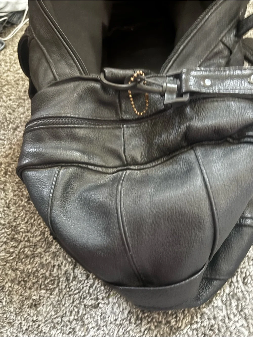 Vintage Talon Black Leather Travel Duffel Bag - Men's Weekend Bag